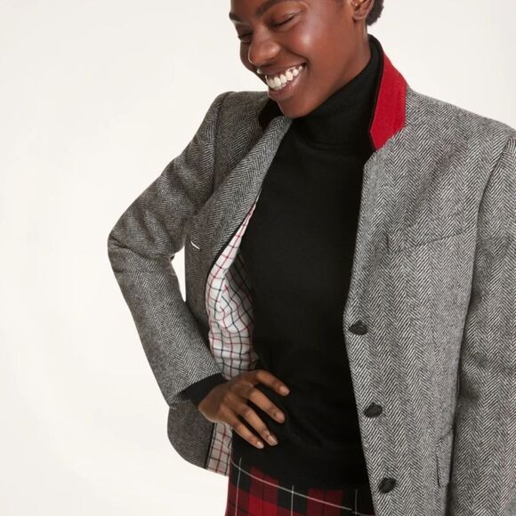 Brooks Brothers Wool Herringbone Elbow Patch Blazer | Size 2 - Picture 3 of 14